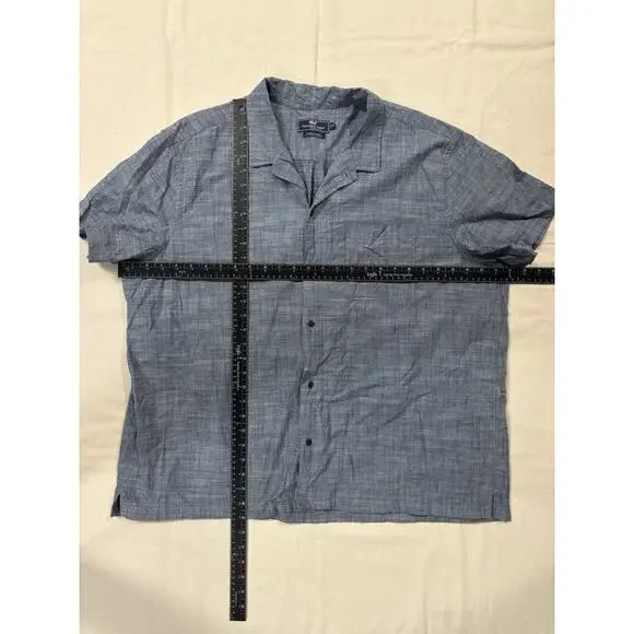 Vineyard Vines Button Up Cabana Shirt Mens 2XL Blue Classic Fit Short Sleeve - Picture 3 of 6